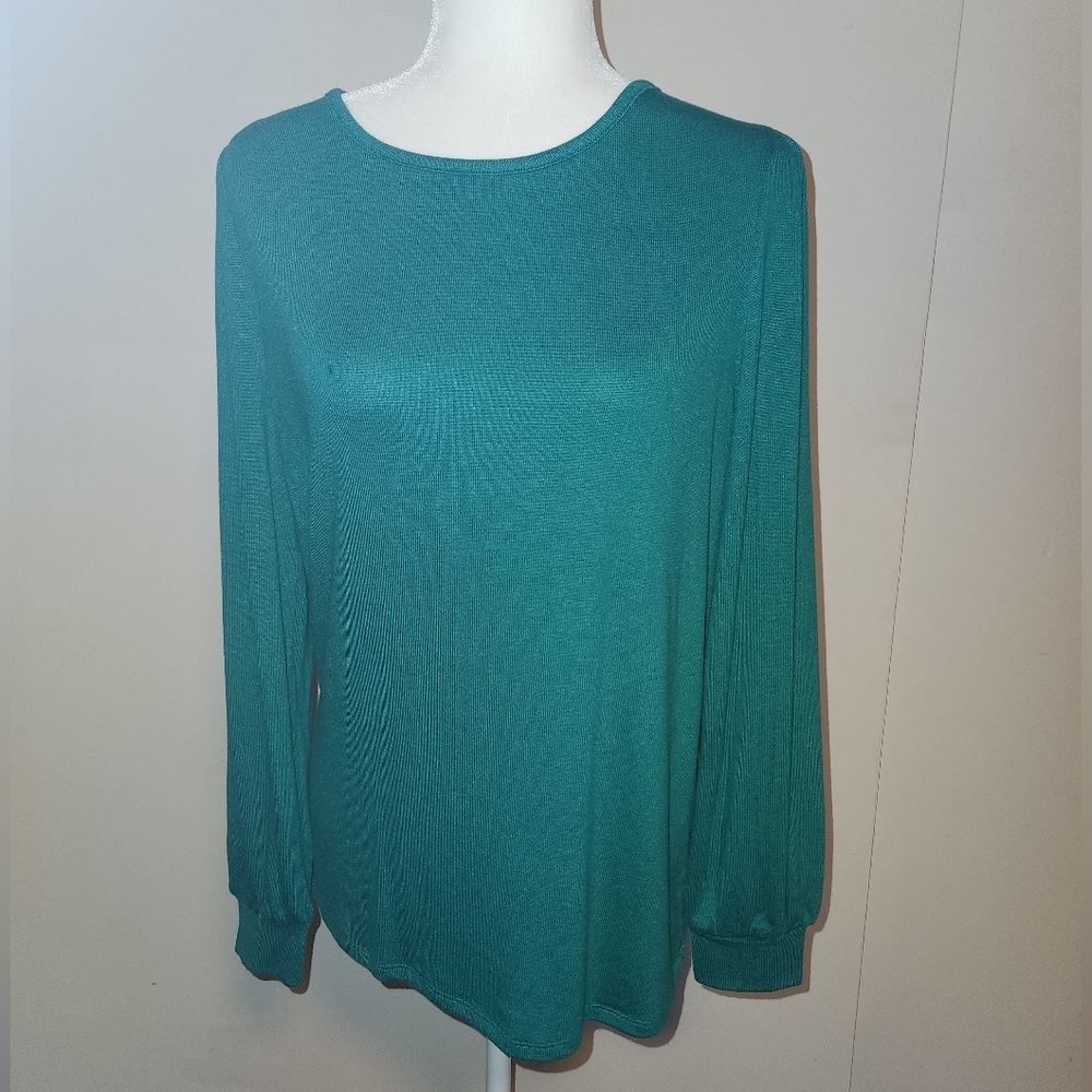 NWT LOFT Green Long Sleeve Knit Top With Keyhole Peek-a-boo Back Medium M